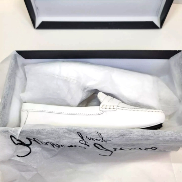 Massimo Mätteo Penny Keeper Loafers White Leather Women's 6.5B NIB MM-3178 - Picture 4 of 15